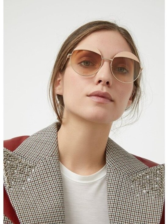 Loewe LW40007U 33F Sunglasses Gold/Pink Leather Round Frame main image 10